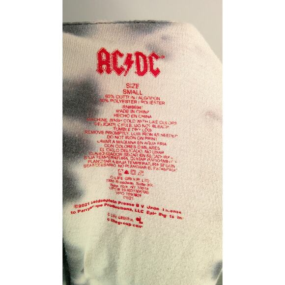 ACDC Back in Black Men's Small T-Shirt Light, Dark Gray Tie Dye - Picture 4 of 4